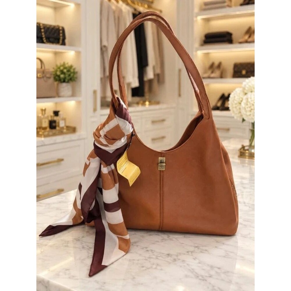 Marta Ponti Leather Stud-Trim Satchel Hobo Handbag